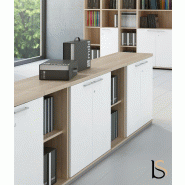 Armoire de rangement 2 niveaux - MDD - Blanc, Sans socle de finition_2