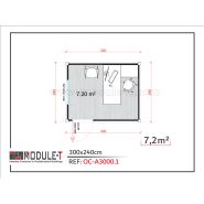 Bungalow de chantier économique - 3x2,40m (7,20m²) - Livré prémonté avec isolation en polyuréthane et équipements électriques_1