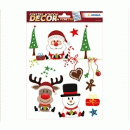 Décor de vitrine - Photos de Noël pour enfants - Motifs Père Noël et hiver - Film plastique autoadhésif et réutilisable_1