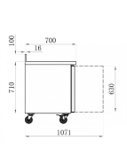 Desserte réfrigérée positive adossée 3 portes GN 1/1 - Inox AISI304 - Volume net 417 litres - AA3PD_1