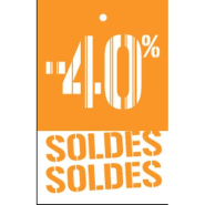 Étiquette à trou -40% Soldes Gencod orange 55x85mm - par 250 - pour produits soldés_1
