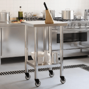 Vidaxl table de travail de cuisine avec roues 55x55x85 cm inox 376462_1
