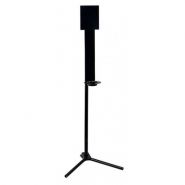 Distributeur de gel hydroalcoolique automatique ou manuel - borne en acier noir avec réceptacle anti-gouttes_1