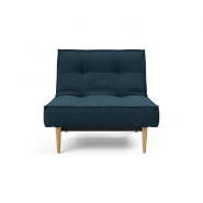 Innovation Living - Fauteuil Splitback Styletto Convertible Lit 90x115 cm - Pieds Chêne Naturel - Tissu Argus Navy Blue_1