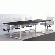 Table de réunion pied cadre métallique 220 x 100 cm So Flora - 220 x 100 cm, Noyer Naturel, Effet chromé_1