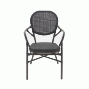 Tango - Fauteuil de bistrot en tissu wengé-noir mesh_1