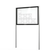 Vitrine extérieure sur poteaux Edge 80 - Affichage simple face - Taille de 12 à 28 A4 - Épaisseur 80 mm - Vitrage sécurisé - Cadre noir - Porte levante - Serrure de sécurité - Aluminium anodisé argent - Fabrication française_1