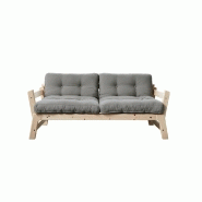 Banquette convertible futon STEP en pin massif - Coloris grey - Couchage 70x200 cm - Design élégant et raffiné_1