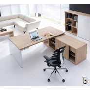 Bureau de direction Mito sur crédence - MDD - 180, Blanc, Sycomore clair_1