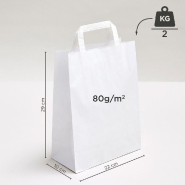 Sac kraft poignées plates blanc 22x10x29cm - par 50_1