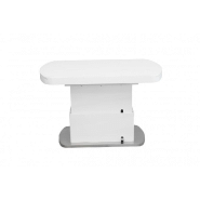 Table basse relevable Double Set - fabrication française - acier chromé et verre laqué blanc - plateau central avec allonges intégrées_1