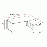 Bureau X7 avec retour et caisson - Officity. - 190, Noyer canaletto, Droite_1