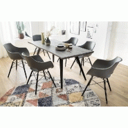 Lot de 4 chaises scandinaves REMO - coque taupe mat - piétement hêtre laqué noir mat_1