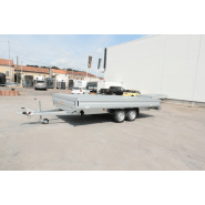 Remorque plateau HUMBAUR HT 305225 GR - 2 essieux - roues dessous - ridelles alu_1
