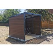 Abri vélos Medium Bosco - design moderne avec toiture inclinée et habillage en bois_1