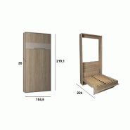 Armoire lit escamotable Kompact - Ouverture assistée - Coloris chêne - Couchage 90x200 cm_1