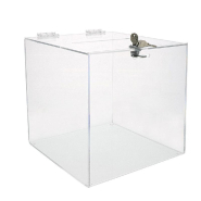 Urne en PMMA 25x25x25cm - Fermeture avec serrure - Transparent_1