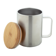 Mug thermos - double paroi en acier inoxydable recyclé - couvercle en bambou - 350 ml_1