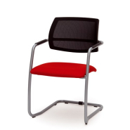 Fauteuil de Réunion ou Visiteur Yan - Dossier Résille - Piétement Luge Gris Alu - Empilable - Référence 7975 FR104_1