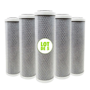 Lot de 5 cartouches 2 en 1 filtre à eau 9 pouces 3/4 - anti sédiments + charbon actif 5 microns filtre à impuretés fabriqué en france_1
