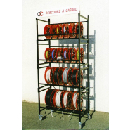 Rayonnage pour bobines avec distributeur de couronne - stockage, déroulage et mesure de câbles, tuyaux, cordes, rubans_1