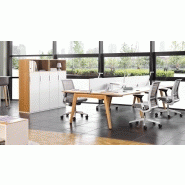 B-Free - Bureau droit Steelcase - Complet avec pieds en bois et plan de travail coulissant_2