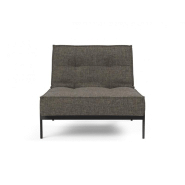 Innovation Living - Fauteuil design Splitback convertible lit 90x115 cm - Flashtex Dark Grey - Pieds acier noir mat_1