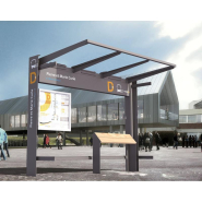 Station bus KUB. - abri de bus en porte-à-faux, 3000 mm, acier et polycarbonate - Ref : 306710.Gpro_1