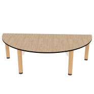Table demi-ronde pour enfant - Piètement hêtre massif - Plateau stratifié compact - Dimensions personnalisables