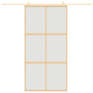 Vidaxl porte coulissante doré 102,5x205 cm verre esg dépoli aluminium 155159_1