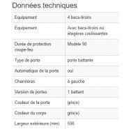 119263w - Armoire de sécurité coupe-feu 90 minutes, 4 bacs-tiroirs, charnières à gauche_1