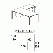 Bureau d'angle X8 avec caisson de rangement - Officity. - 191, Blanc, Droite_1