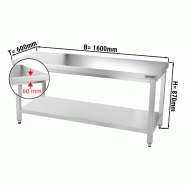 Tables Inox centrales Premium avec Etagère - P 600 mm | Ggm -_1