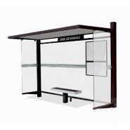 Abri bus standard / structure en acier / bardage en verre trempé / avec banquette / 365 x 145 cm_1
