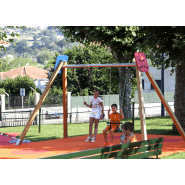 Balançoire Madera 2 plats JL1520000 - bois lamellé, acier galvanisé et panneaux ECOPLAY résistants_1