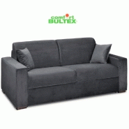 Canapé convertible express VOLOUTO - Matelas Comfort BULTEX® 140x195cm - Velours gris - Épaisseur 16cm_1