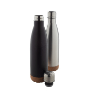 Thermos isotherme en acier inoxydable - double paroi avec fond en liège - 500 ml - couleur argentée_1