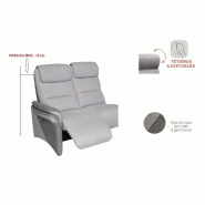 Canapé relax 2 places électrique ZILIA - tissu gris clair/gris foncé - têtières ajustables et moteur synchronisé_1