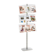 Présentoir vitrine presse - H 177 cm - Noir - 3 étagères plexiglass - Réf : 214173NR_1