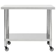 Vidaxl table de travail de cuisine avec roues 100x30x85 cm inox 51637_1