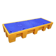 Bac de rétention PEHD 2579x936x395mm Jaune + CP - 450L (4 fûts) longitudinal_1