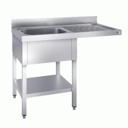 Plonge Inox 1 bac avec passage lave-vaisselle - P 600 - GGM - 1400 mm bac à gauche_1