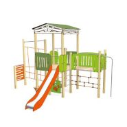 3760 - Structure pour aire de jeux Transalp - Maison haute avec grande toiture, toboggan et équipements ludiques_1