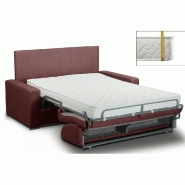 Canapé lit 4 places Deauville - système express - lattes 160 cm - matelas 16 cm haute résilience - microfibre bordeaux - tête de lit intégrée_1