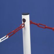 B365cbc - potelet rabattable sur coupelle carrée - Mottez - hauteur 90 cm - passage pour 1 chaîne_1