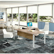 Bureau de direction X7 avec retour et caisson - Officity - 190, Blanc, Droite, Oui_1