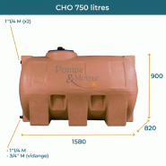 Cuve 750l Aérienne De Récupération D'eau - Réservoir Horizontal Terracotta - Elbi Cho750_1