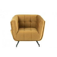 Fauteuil lounge Marianah ocre - style contemporain et assise capitonnée en velours_1