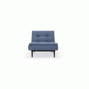 Innovation Living - Fauteuil design Dublexo Styletto convertible lit 90x115 cm - tissu Soft Indigo - piétement chêne noir_1