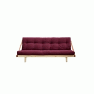 Banquette futon JUMP en pin massif - Coloris bordeaux - Couchage 130x190 cm_1